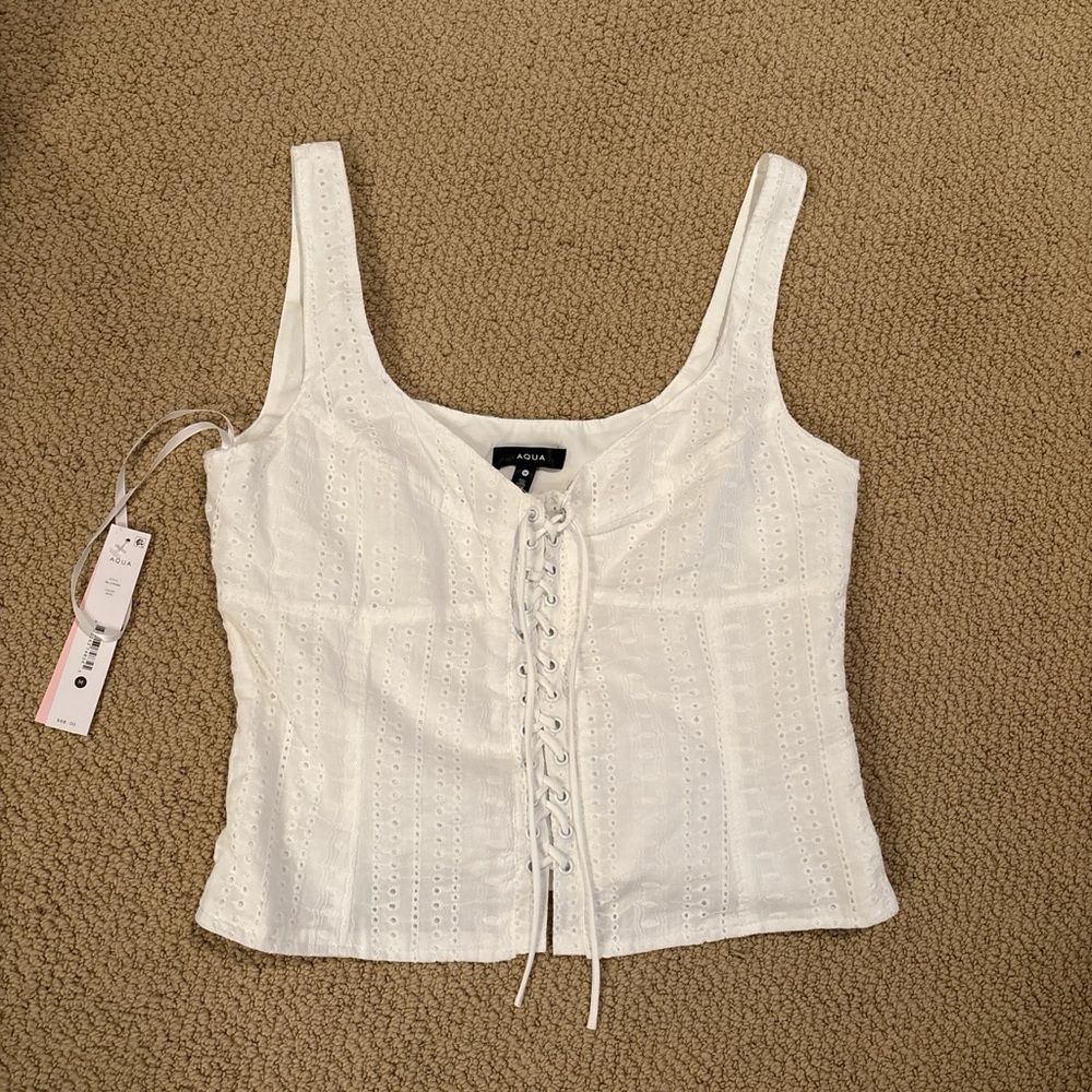 Aqua white corset top